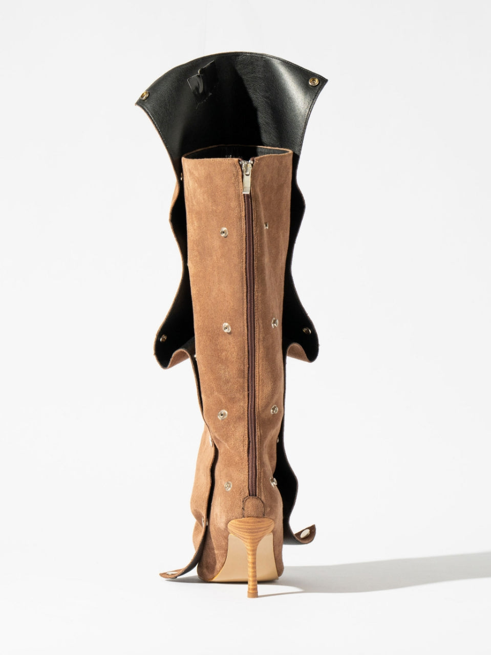 Fini Pointed Toe Buckle Detachable Boots - Carmel Brown