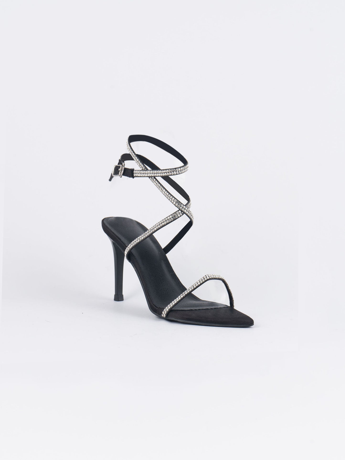 Chloe Rhinestone-Embellished Satin Sandals