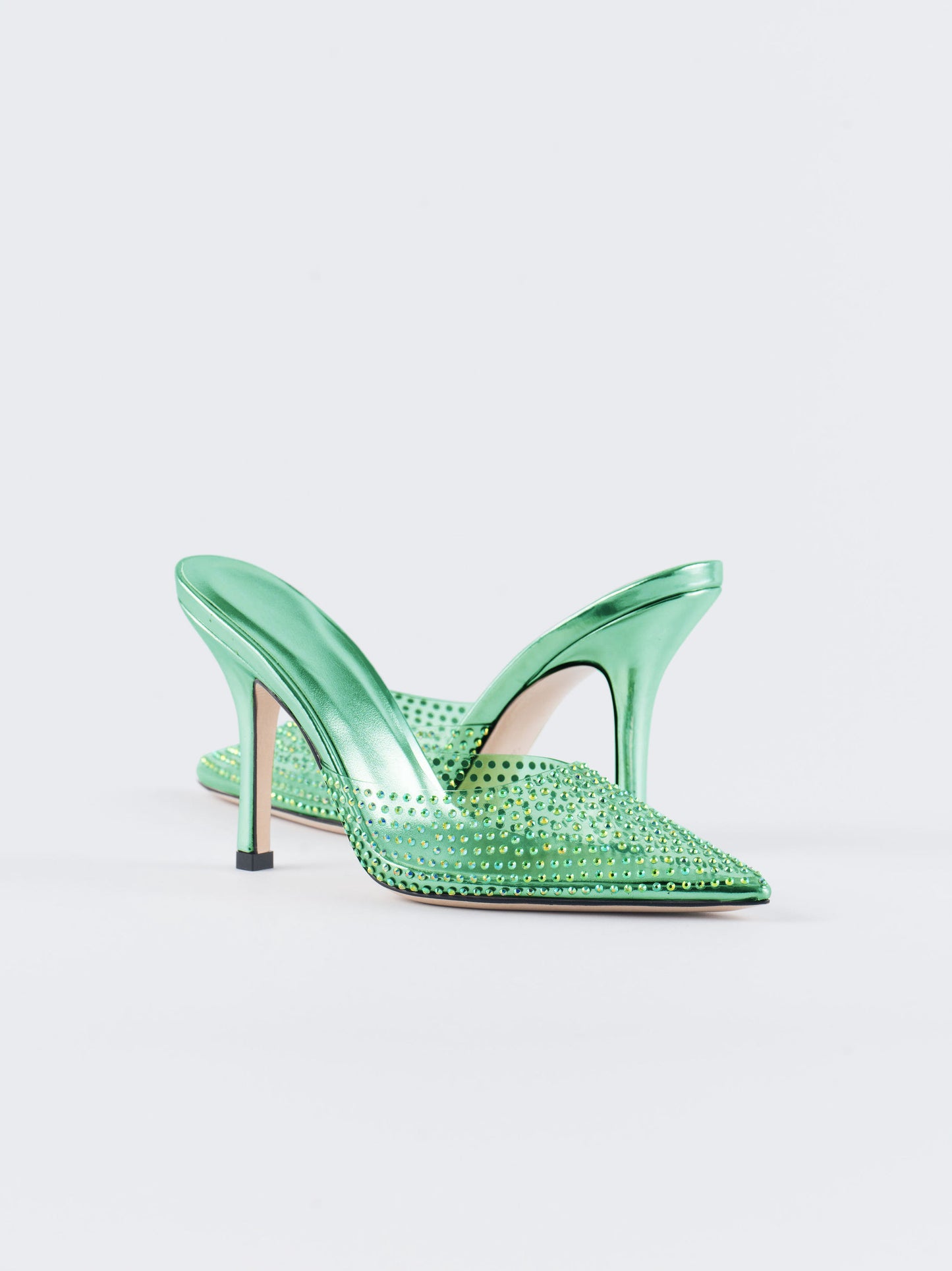 Moonlight Crystal Embellished Sandals - Ocean Green