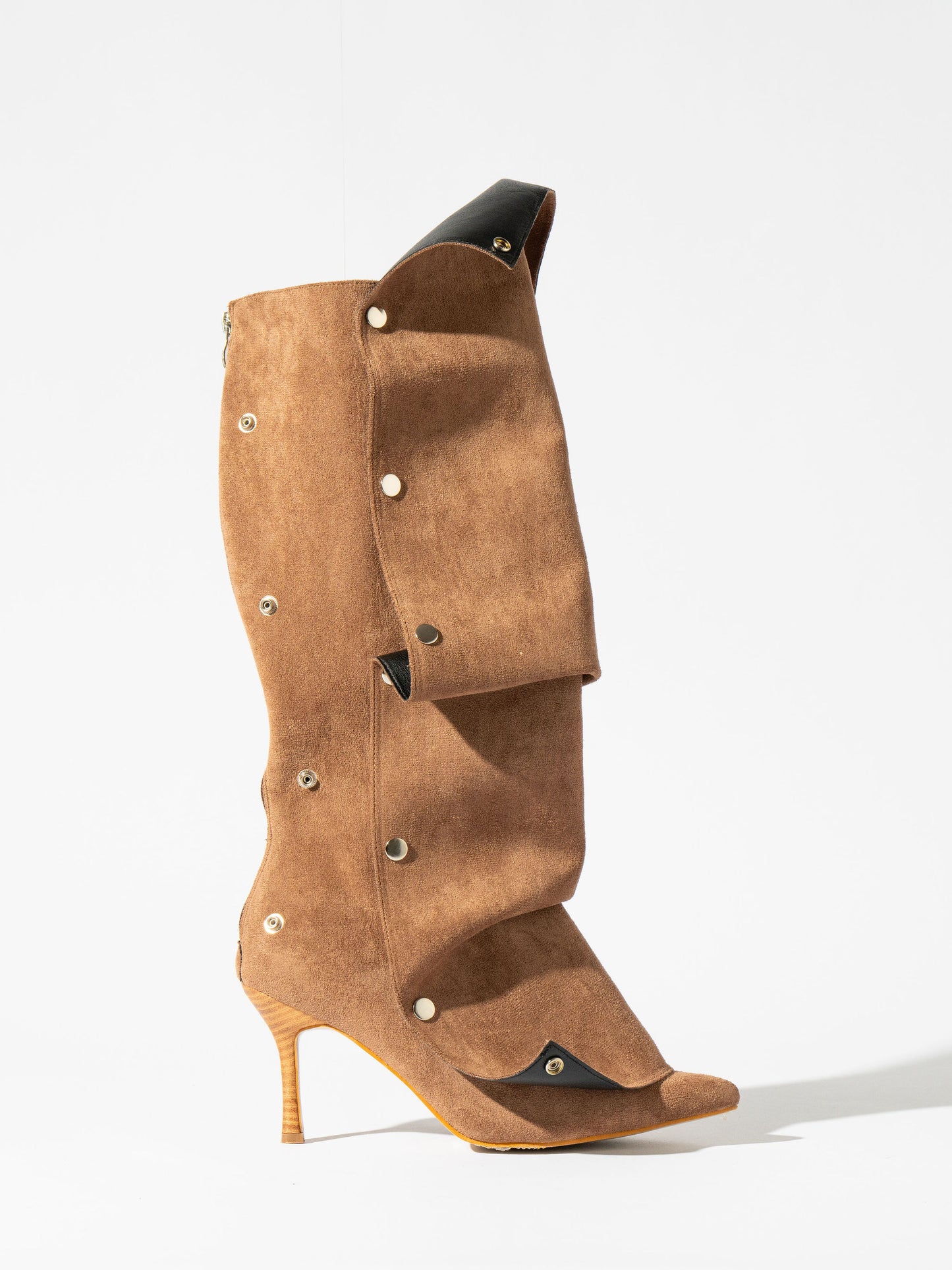 Fini Pointed Toe Buckle Detachable Boots - Carmel Brown