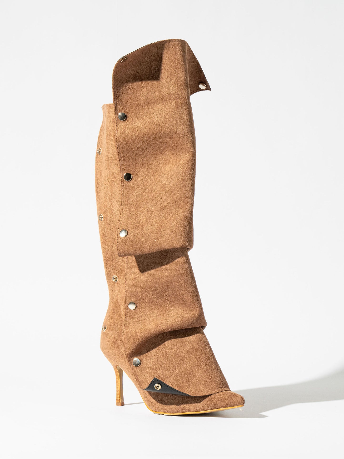 Fini Pointed Toe Buckle Detachable Boots - Carmel Brown