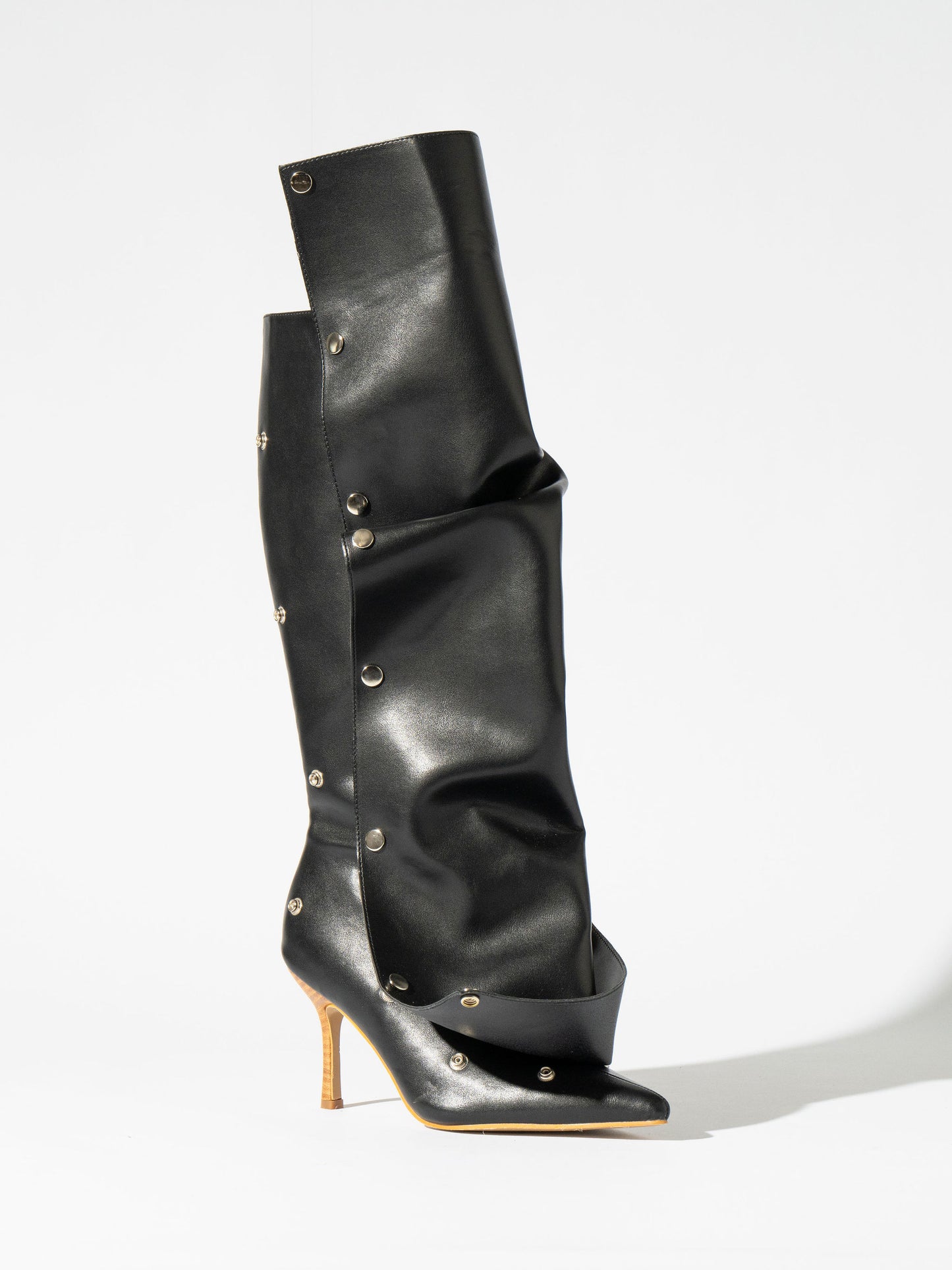 Fini Pointed Toe Buckle Detachable Boots - Signature Black