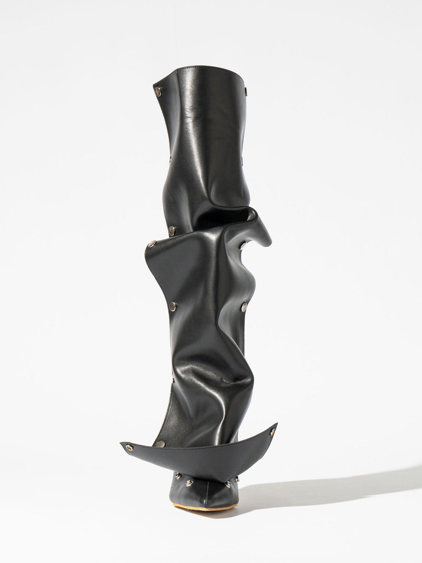 Fini Pointed Toe Buckle Detachable Boots - Signature Black