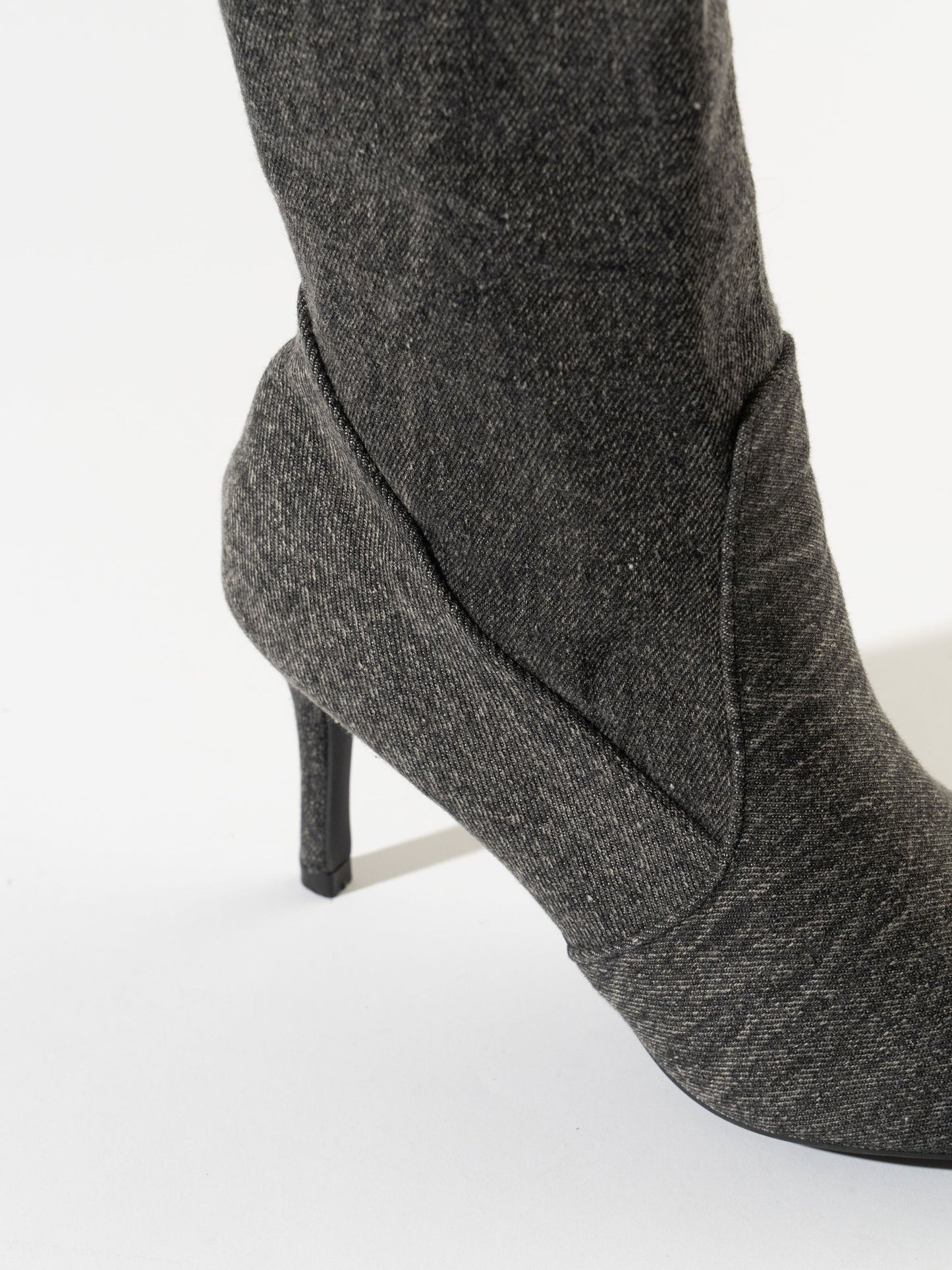 Litia Pointed-Toe Denim Boots - Ash Grey Denim