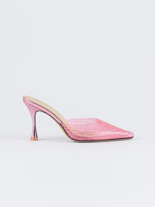 Moonlight Crystal Embellished Sandals - Baby Pink