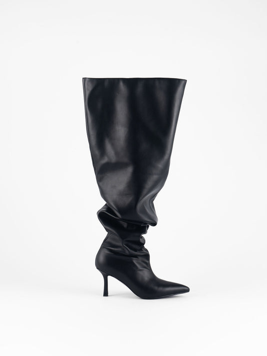 Young City Thigh High Trouser Boots - Black