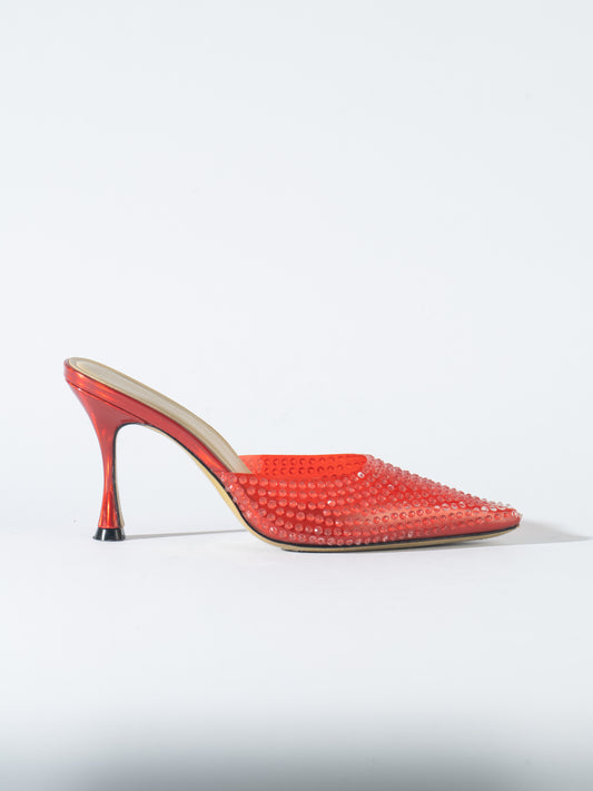 Moonlight Crystal Embellished Sandals - Watermelon Red