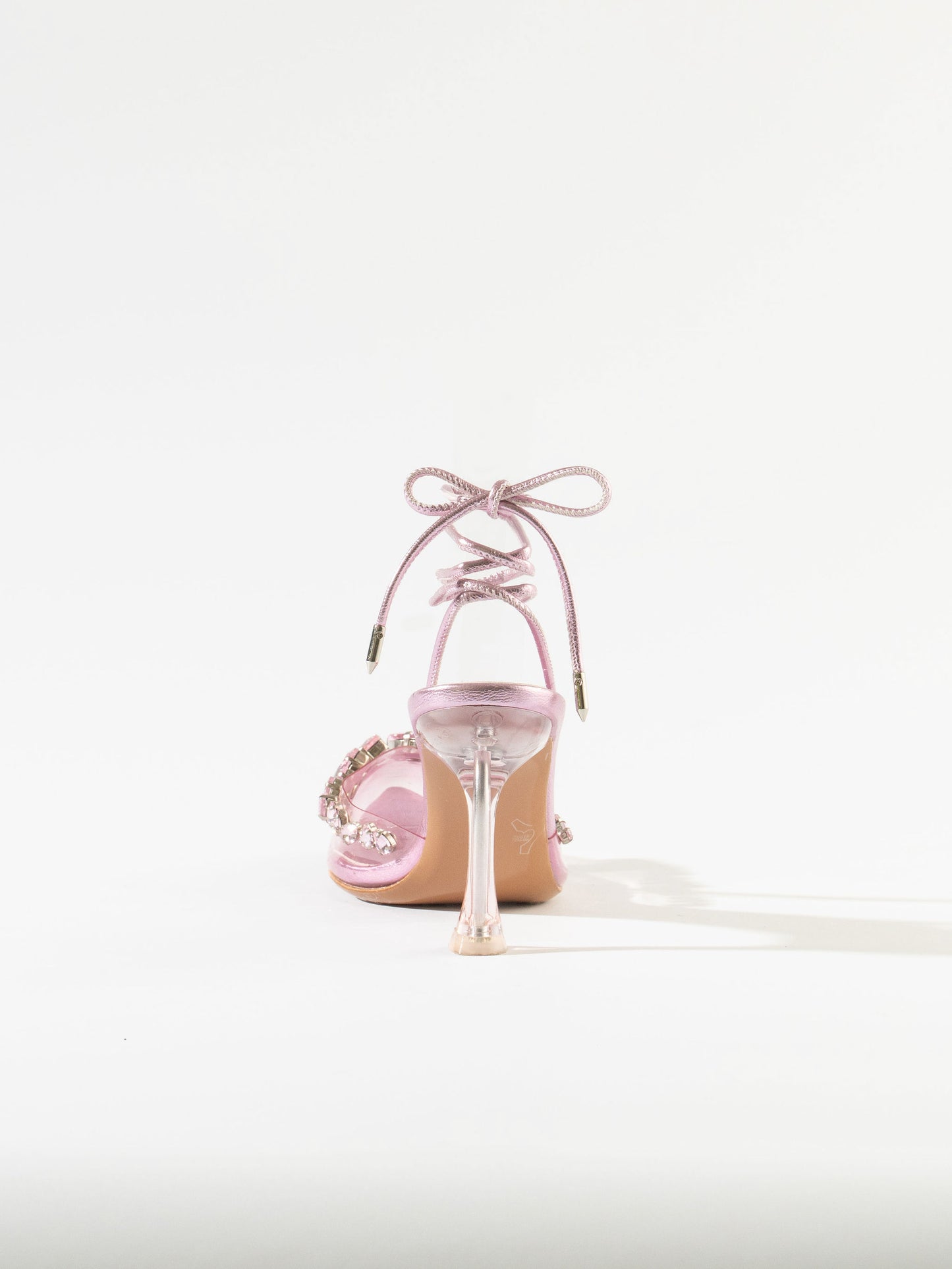 Wonderland Dimond Crystal Embellished Strappy 80MM Sandals - Baby Pink