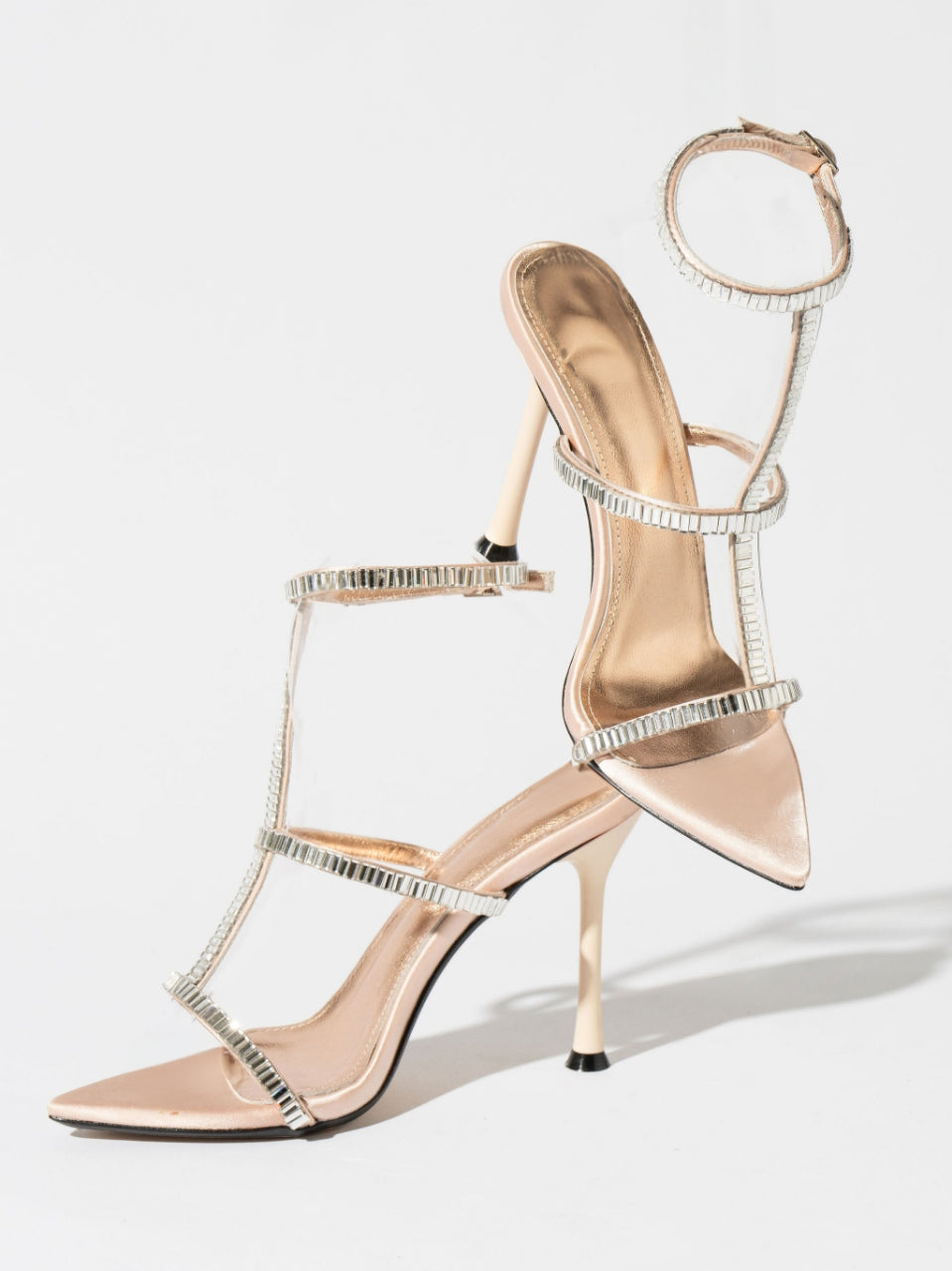 Victoria Strappy Crystal Sandals - Champagne Kisses