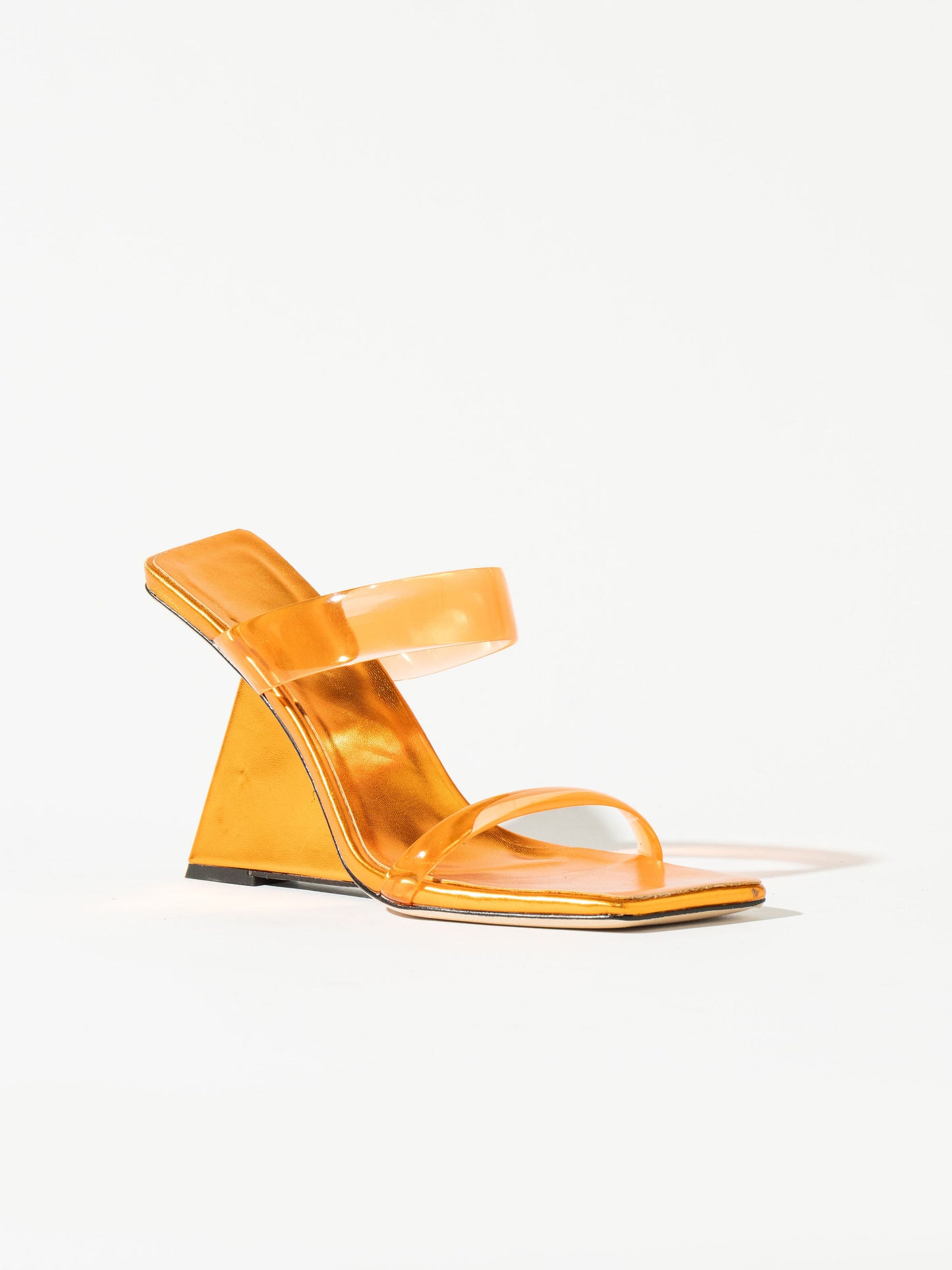 Caramella Geometric Wedge Mules - Orange Soda