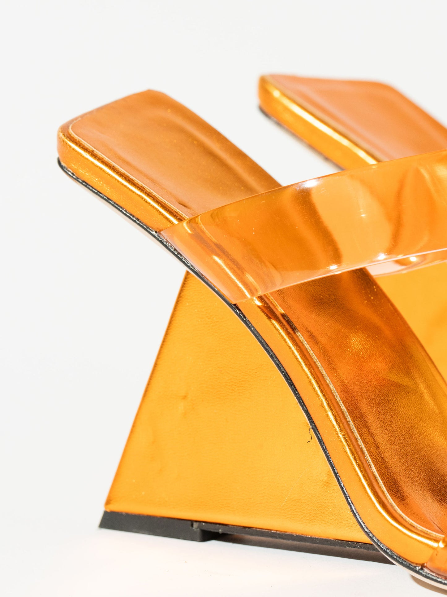 Caramella Geometric Wedge Mules - Orange Soda