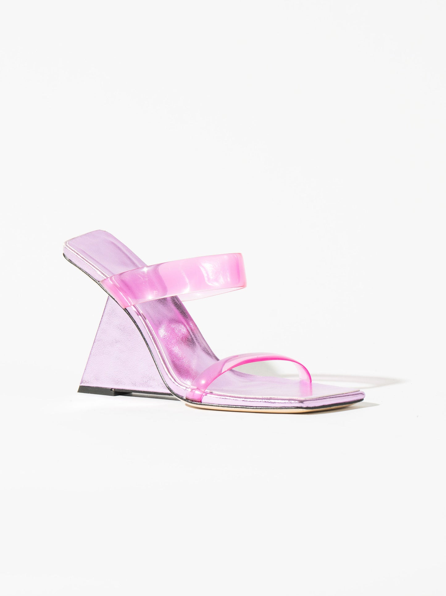 Caramella Geometric Wedge Mules - Fusion Pink