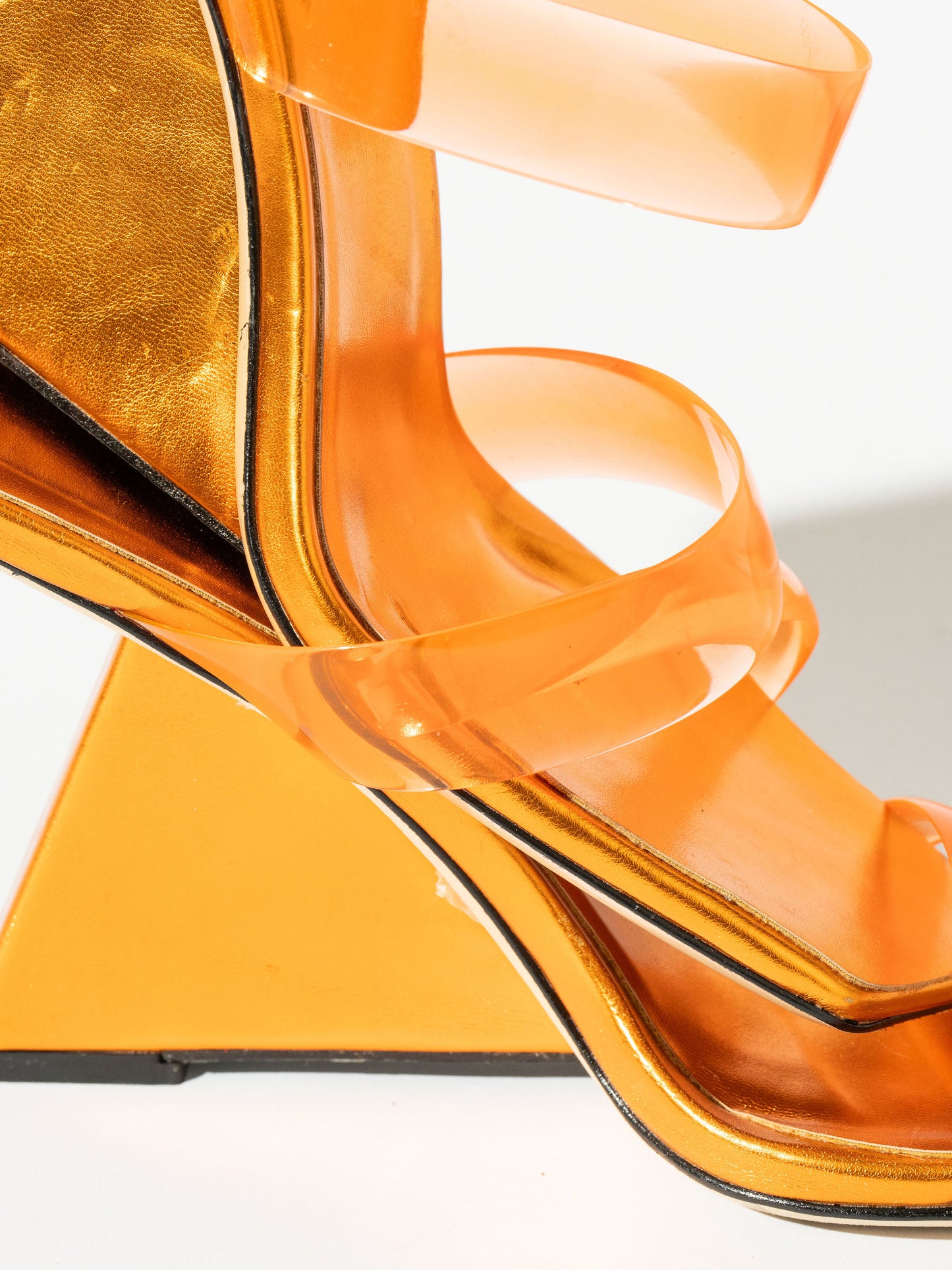 Caramella Geometric Wedge Mules - Orange Soda