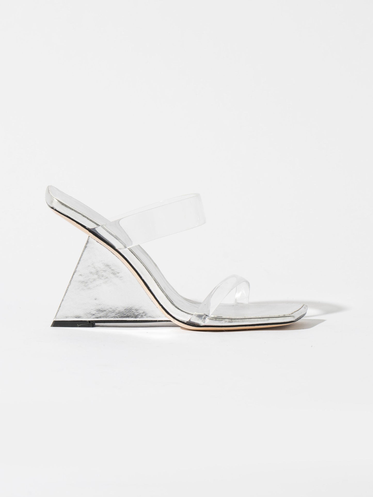 Caramella Geometric Wedge Mules - Electrical Silver