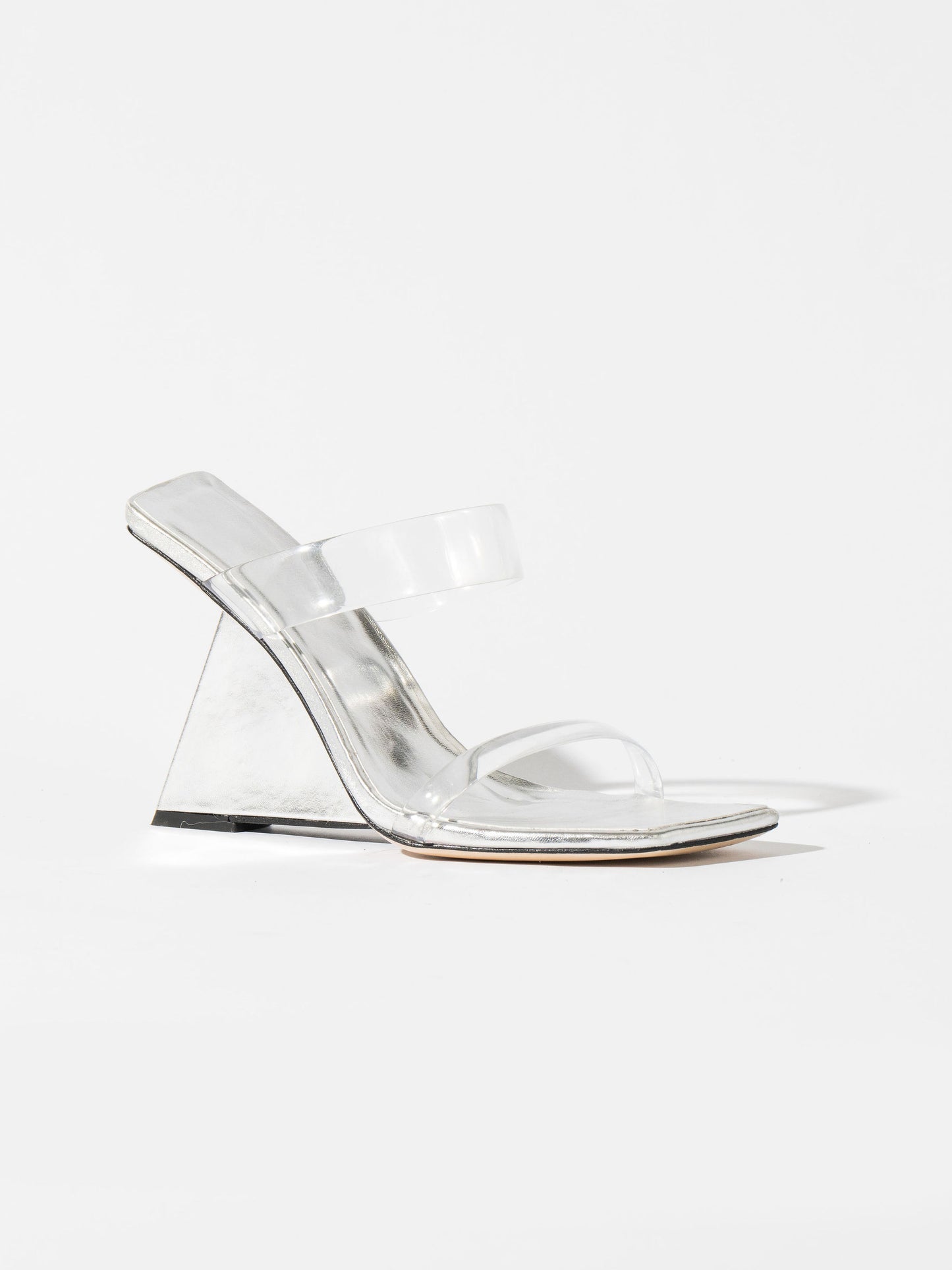 Caramella Geometric Wedge Mules - Electrical Silver