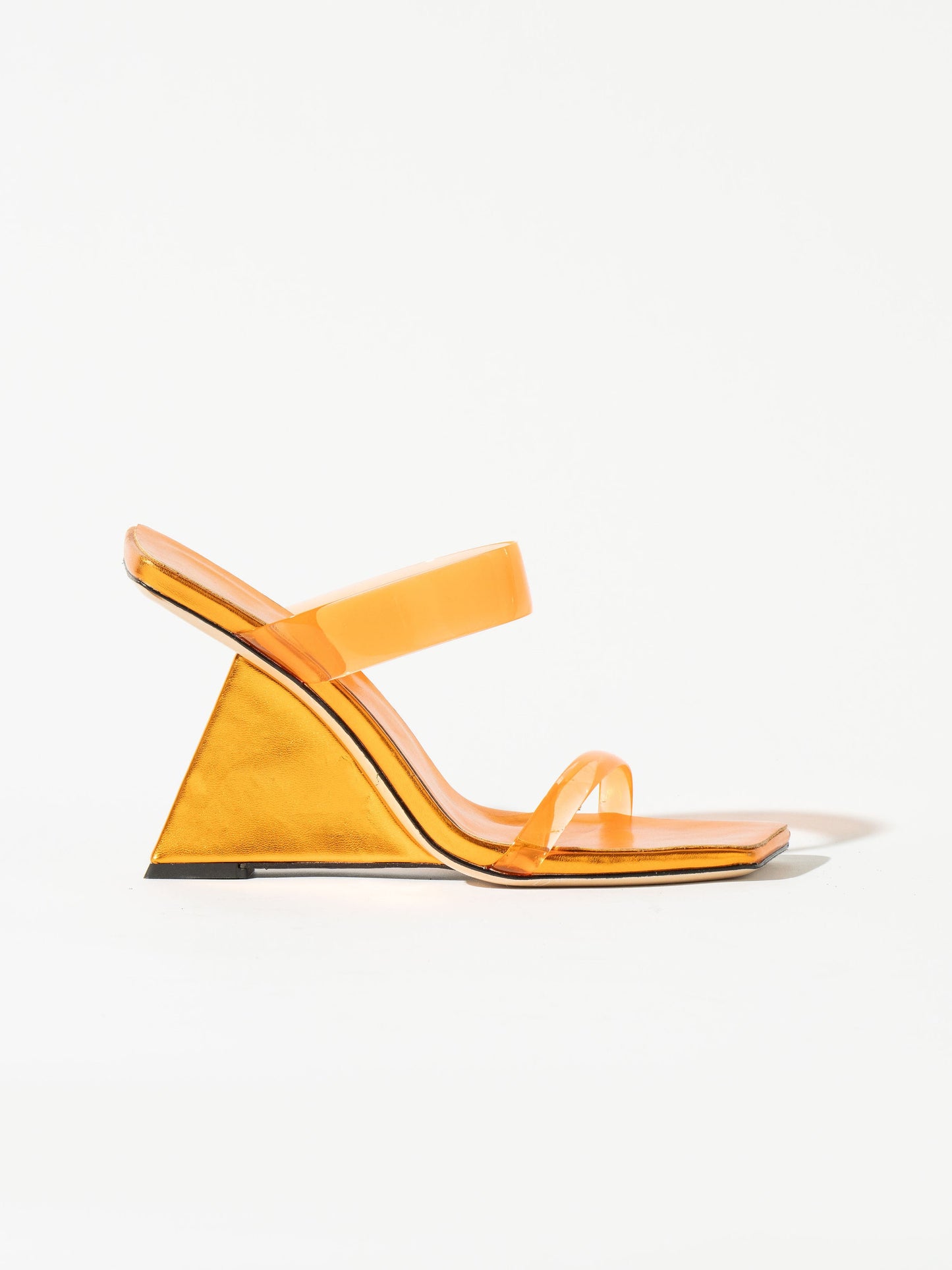 Caramella Geometric Wedge Mules - Orange Soda