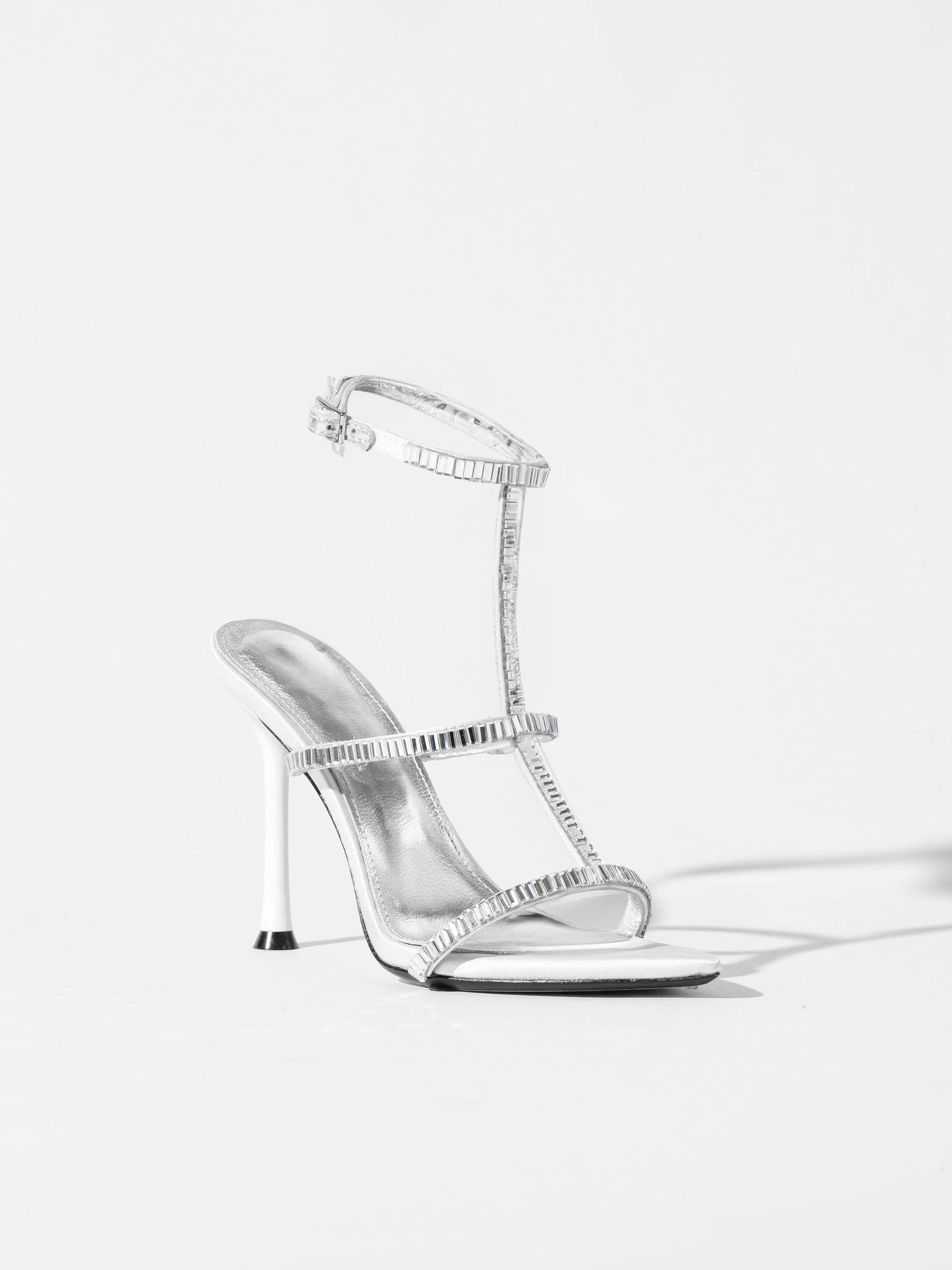 Victoria Strappy Crystal Sandals - Ivory