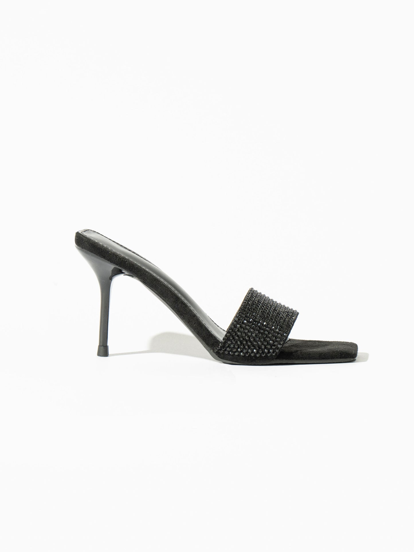 Venus Satin Rhinestones  Mules - Signature Black