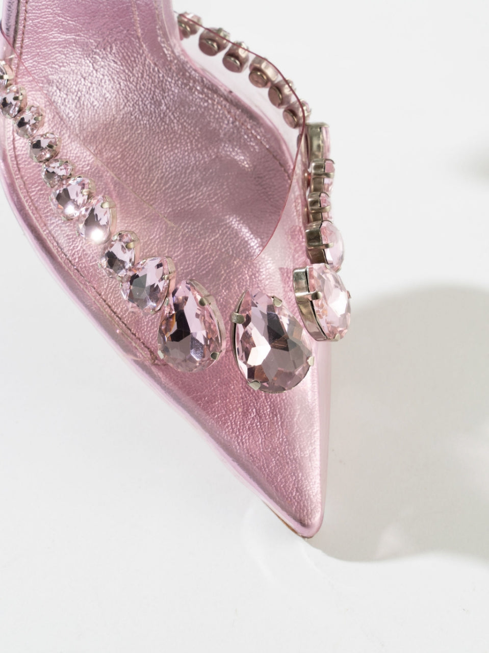 Wonderland Dimond Crystal Embellished Strappy 80MM Sandals - Baby Pink